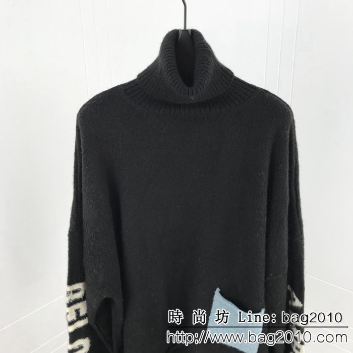 AMBUSH18SS 高領純羊毛毛衣 袖子提花LOGO 前後不規則長短剪裁工藝 原版寬鬆版 高版本情侶款 ydi2311